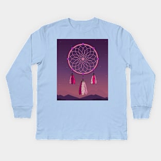 Spiritual Colorful Dream Catcher Feather Kids Long Sleeve T-Shirt